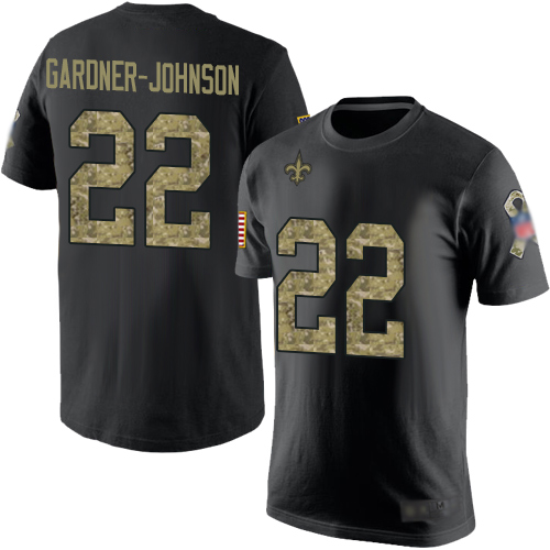 Men New Orleans Saints Black Camo Chauncey Gardner Johnson Salute to Service NFL Football #22 T Shirt